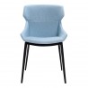Kenna Modern Dining Chair in Matte Black Finish and Blue - Front