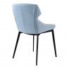 Kenna Modern Dining Chair in Matte Black Finish and Blue - Back Angled
