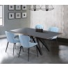 Kenna Modern Dining Chair in Matte Black Finish and Blue - Lifestyle