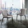 Armen Living Kenna Modern Dining Chair In Matte Black Finish and Gray Fabric - Set of 2