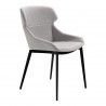 Kenna Modern Dining Chair in Matte Black Finish and Gray Fabric - Angled