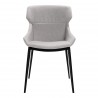 Kenna Modern Dining Chair in Matte Black Finish and Gray Fabric - Front
