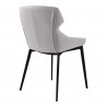 Kenna Modern Dining Chair in Matte Black Finish and Gray Fabric - Back Angle