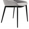 Kenna Modern Dining Chair in Matte Black Finish and Gray Fabric - Seat leg Close-Up