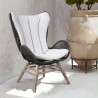 Armen Living King Indoor Outdoor Lounge Chair In Dark Eucalyptus Wood With Truffle Rope and Grey Cushion- Side View