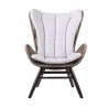 Armen Living King Indoor Outdoor Lounge Chair In Light Eucalyptus Wood With Truffle Rope and Grey Cushion- Front