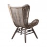 Armen Living King Indoor Outdoor Lounge Chair In Light Eucalyptus Wood With Truffle Rope and Grey Cushion Back
