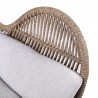 Armen Living King Indoor Outdoor Lounge Chair In Light Eucalyptus Wood With Truffle Rope and Grey Cushion- Arm View