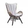 Armen Living King Indoor Outdoor Lounge Chair In Light Eucalyptus Wood With Truffle Rope and Grey Cushion- Side View