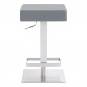 Armen Living Kaylee Adjustable Height Swivel Grey Faux Leather and Brushed Stainless Steel Backless Bar Stool Front