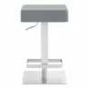 Armen Living Kaylee Adjustable Height Swivel Grey Faux Leather and Brushed Stainless Steel Backless Bar Stool Front - Armen Living Kaylee Adjustable Height Swivel Grey Faux Leather and Brushed Stainless Steel Backless Bar Stool Front
