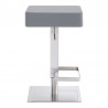 Armen Living Kaylee Adjustable Height Swivel Grey Faux Leather and Brushed Stainless Steel Backless Bar Stool Side