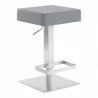 Armen Living Kaylee Adjustable Height Swivel Grey Faux Leather and Brushed Stainless Steel Backless Bar Stool Side - Armen Living Kaylee Adjustable Height Swivel Grey Faux Leather and Brushed Stainless Steel Backless Bar Stool Side