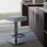 Armen Living Kaylee Adjustable Height Swivel Grey Faux Leather and Black Metal Backless Bar Stool