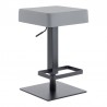 Armen Living Kaylee Adjustable Height Swivel Grey Faux Leather and Black Metal Backless Bar Stool Side