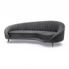 Armen Living Karisma Dark Gray Curved Velvet Sofa Front Angle