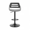 Armen Living Karter Adjustable Gray Faux Leather and Black Wood Bar Stool with Black Base Front - Armen Living Karter Adjustable Gray Faux Leather and Black Wood Bar Stool with Black Base Front