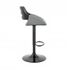 Armen Living Karter Adjustable Gray Faux Leather and Black Wood Bar Stool with Black Base Side 