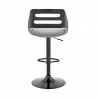 Armen Living Karter Adjustable Gray Faux Leather and Black Wood Bar Stool with Black Base Back - Armen Living Karter Adjustable Gray Faux Leather and Black Wood Bar Stool with Black Base Back