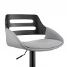 Armen Living Karter Adjustable Gray Faux Leather and Wood Bar Stool with Black Base Half front