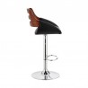 Armen Living Karter Adjustable Black Faux Leather and Walnut Wood Bar Stool with Chrome Base Side