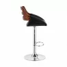 Armen Living Karter Adjustable Black Faux Leather and Walnut Wood Bar Stool with Chrome Base Side - Armen Living Karter Adjustable Black Faux Leather and Walnut Wood Bar Stool with Chrome Base Side