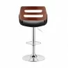 Armen Living Karter Adjustable Black Faux Leather and Walnut Wood Bar Stool with Chrome Base Back - Armen Living Karter Adjustable Black Faux Leather and Walnut Wood Bar Stool with Chrome Base Back