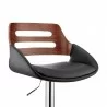 Armen Living Karter Adjustable Black Faux Leather and Walnut Wood Bar Stool with Chrome Base - Armen Living Karter Adjustable Black Faux Leather and Walnut Wood Bar Stool with Chrome Base