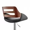 Armen Living Karter Adjustable Black Faux Leather and Walnut Wood Bar Stool with Chrome Base Half - Armen Living Karter Adjustable Black Faux Leather and Walnut Wood Bar Stool with Chrome Base Half