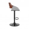 Armen Living Karter Adjustable Gray Faux Leather and Walnut Wood Bar Stool with Black Base Side