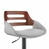 Armen Living Karter Adjustable Gray Faux Leather and Walnut Wood Bar Stool with Black Base - Armen Living Karter Adjustable Gray Faux Leather and Walnut Wood Bar Stool with Black Base