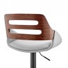 Armen Living Karter Adjustable Gray Faux Leather and Walnut Wood Bar Stool with Black Base