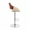 Armen Living Karter Adjustable Cream Faux Leather and Walnut Wood Bar Stool with Chrome Base Side - Armen Living Karter Adjustable Cream Faux Leather and Walnut Wood Bar Stool with Chrome Base Side