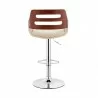 Armen Living Karter Adjustable Cream Faux Leather and Walnut Wood Bar Stool with Chrome Base - Armen Living Karter Adjustable Cream Faux Leather and Walnut Wood Bar Stool with Chrome Base
