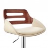 Armen Living Karter Adjustable Cream Faux Leather and Walnut Wood Bar Stool with Chrome Base Half Front