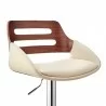 Armen Living Karter Adjustable Cream Faux Leather and Walnut Wood Bar Stool with Chrome Base Half Front - Armen Living Karter Adjustable Cream Faux Leather and Walnut Wood Bar Stool with Chrome Base Half Front