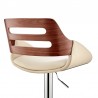 Armen Living Karter Adjustable Cream Faux Leather and Walnut Wood Bar Stool with Chrome Base Half Back