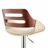 Armen Living Karter Adjustable Cream Faux Leather and Walnut Wood Bar Stool with Chrome Base Half Back - Armen Living Karter Adjustable Cream Faux Leather and Walnut Wood Bar Stool with Chrome Base Half Back