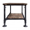 Kyle Industrial Coffee Table in Industrial Grey and Pine Wood Top - Side Close-Up