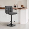 Armen Living Laurant Adjustable Height Gray Faux Leather Swivel Bar Stool