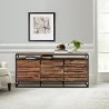 Armen Living Ludgate 3 Drawer Sideboard Buffet in Acacia and Black Metal