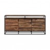 Armen Living Ludgate 3 Drawer Sideboard Buffet in Acacia and Black Metal Front