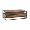Armen Living Ludgate Rectangle Coffee Table with Shelf in Acacia and Black Metal - Armen Living Ludgate Rectangle Coffee Table with Shelf in Acacia and Black Metal