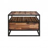 Armen Living Ludgate Rectangle Coffee Table with Shelf in Acacia and Black Metal Side