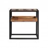 Armen Living Ludgate Square End Table with Shelf in Acacia and Black Metal Front 