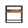 Armen Living Ludgate Square End Table with Shelf in Acacia and Black Metal Front  - Armen Living Ludgate Square End Table with Shelf in Acacia and Black Metal Front 
