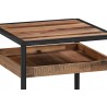 Armen Living Ludgate Square End Table with Shelf in Acacia and Black Metal Side View