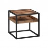Armen Living Ludgate Square End Table with Shelf in Acacia and Black Metal Side View