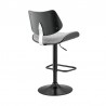 Armen Living Leland Adjustable Gray Faux Leather and Black Finish Bar Stool Side Back