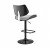 Armen Living Leland Adjustable Gray Faux Leather and Black Finish Bar Stool Side Back - Armen Living Leland Adjustable Gray Faux Leather and Black Finish Bar Stool Side Back